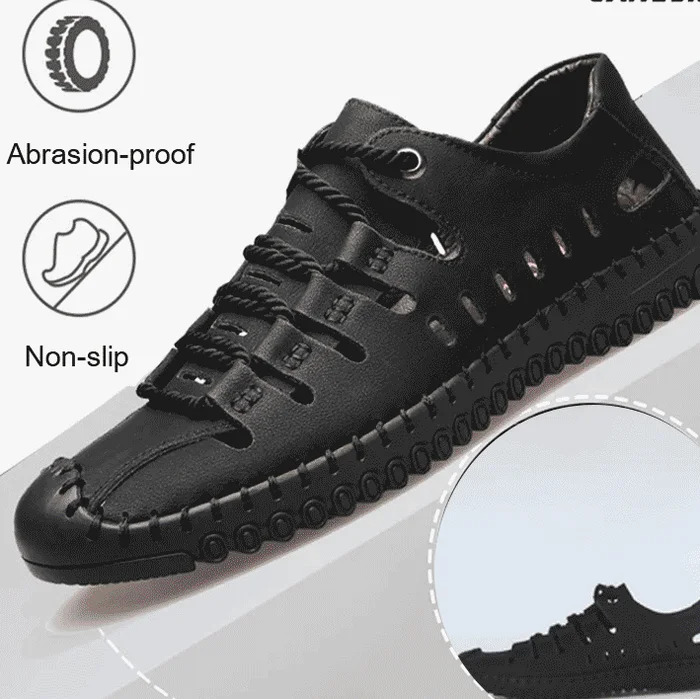 Men's Aviator Wrapped Toe Hollow Leather Sandals